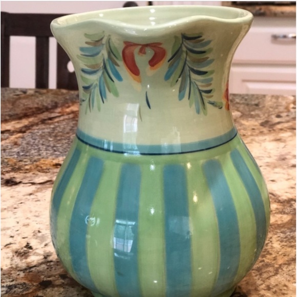 GORGEOUS SL@H Green PROVENCE Water Pitcher Gail Pittman Hand Painted Pottery - Picture 4 of 7